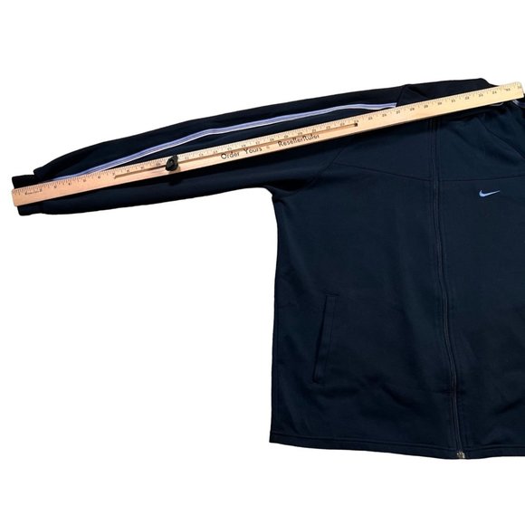 NIKE Dri-Fit Jacket Women's Full Zip Long Sleeve High Neck Sweatshirt Navy XL - Picture 4 of 11